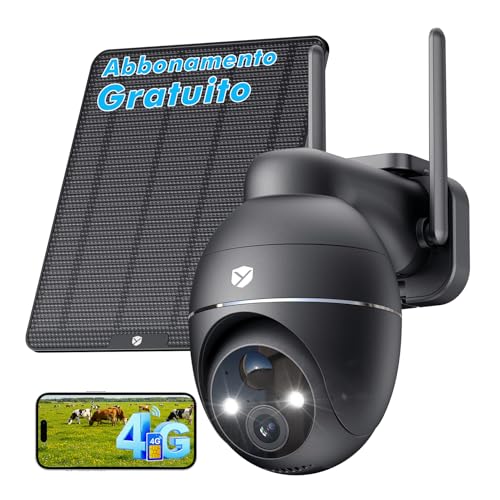 Telecamera Wi-Fi Esterno YESKANO Con Pannello Solare - 6MP, Doppio Obiettivo PTZ, Doppio PIR, IP66, Supporta Alexa