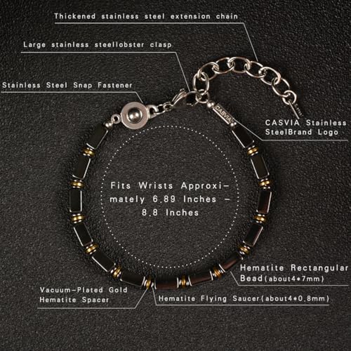 Pulsera Hematite para Hombre Ajustable de Acero Inoxidable miniatura 7