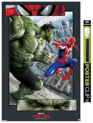 Marvel Spider-Man: Brand New Day (2026) - Eye Battle Wall Poster, 34L" x 22.4W", Premium Poster & Clip Bundle
