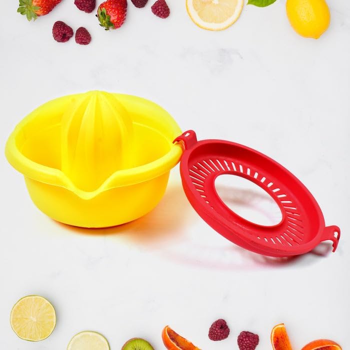 Image of Hand Press Juicer Machine 300 ml Manual Juice Extractor with Measuring Cup Compact Fruit Juicer for Lemon Orange Mosambi Portable Easy Clean Kitchen Tool