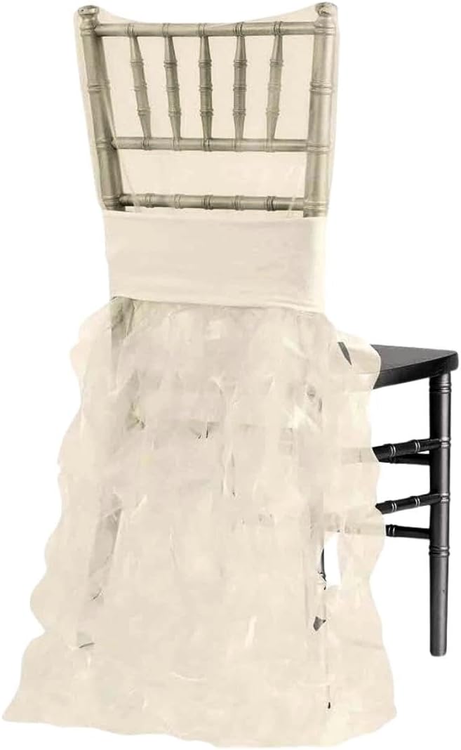 RCZ Decor Champagne Curly Willow Chiavari Chair Back Slip Cover (1 Count) - Elegant Design, Perfect for Weddings & Special Events