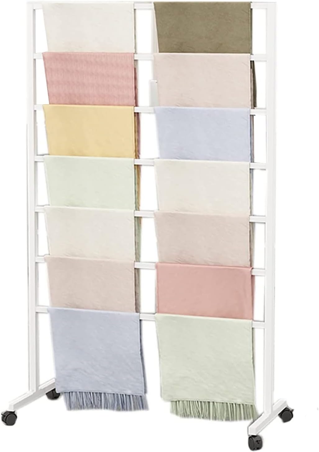 Ribbon Storage Stand Holder Organizers Movable Metal Scarf Holder, Headcloth/Blanket/Wrapping Paper/Pants Display Stand Floor-Standing, for Clothing Store/House/Mall,Gold-Length-100cm/39.3in