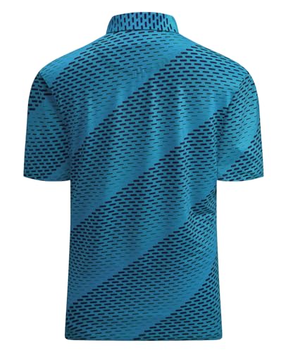 Hodaweisolp Golf Shirts for Men Dry Fit Print Moisture Wicking Performance Short Sleeve Polo Shirt - Image 3