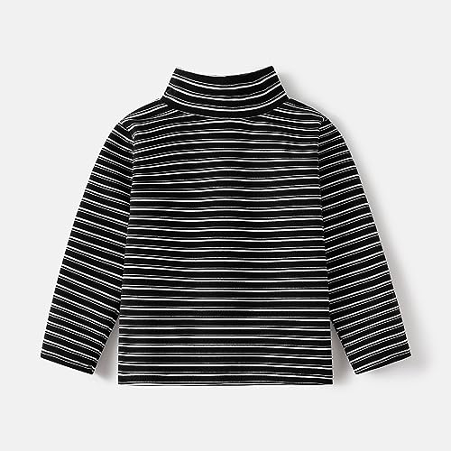 Camisas de Algodão Sólido Infantil Meninos Meninas Pulôver Gola Alta Manga Comprida Xadrez Fino Acol