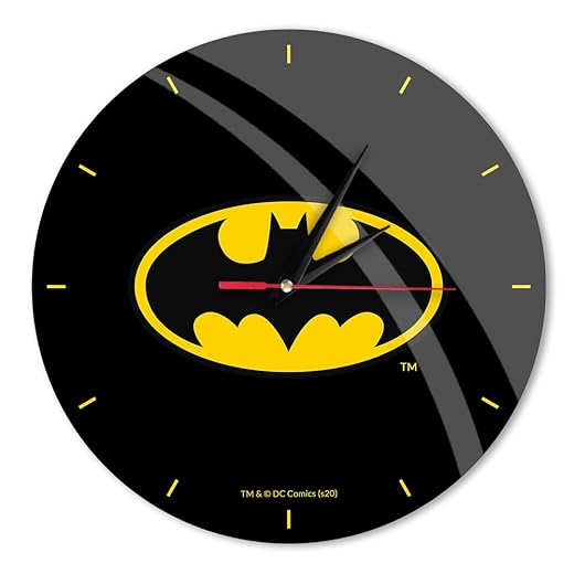 ERT GROUP Original und offiziell Lizenziertes DC Wanduhr Glänzend Muster Batman 004 DC Schwarz Leise, Einzigartiges Design, Lackierte Metallzeiger, 30,5 cm (12")
