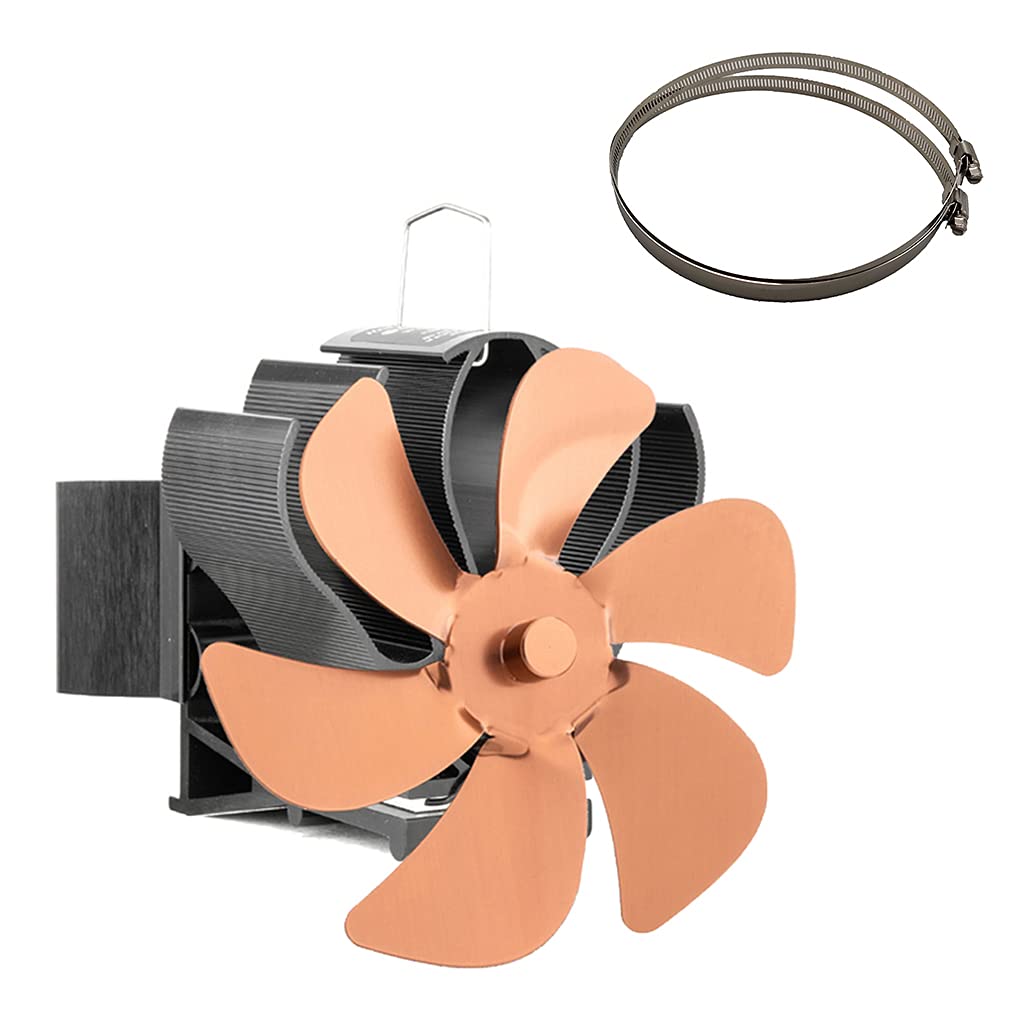 Buxuaaaa Bronze 6 Home Stove Fan Heat Powered Fan Heat Distribution Wood Stove With Thermometer For Large House