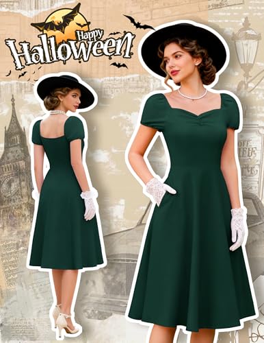Image of Wedtrend Women's 1950s Dresses With Sleeve 40s Tea Party Dresses Cocktail Dress Swing Vintage Dress
