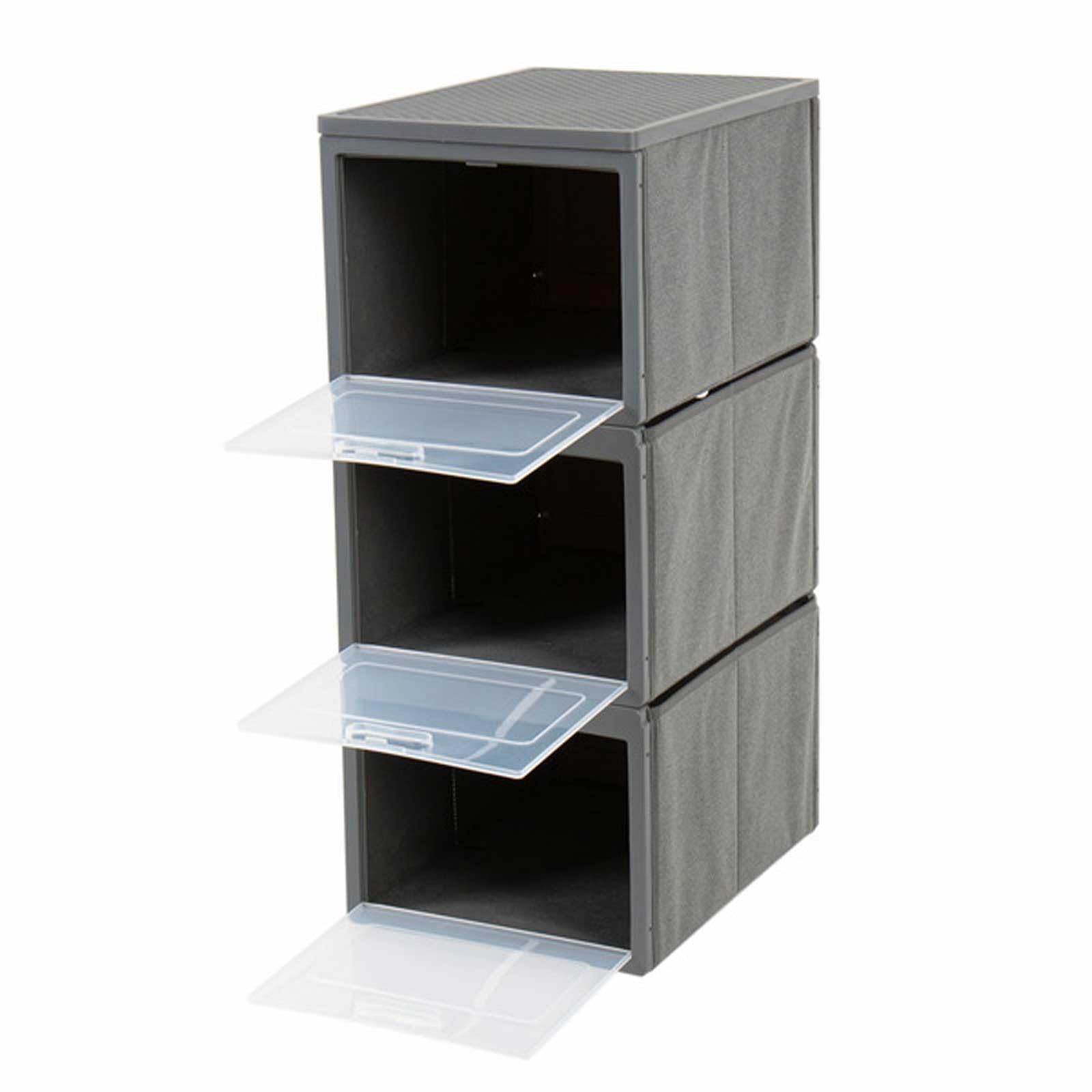 Armario plegable para camping con 3 compartimentos, 30 x 40 x 75 cm, color gris