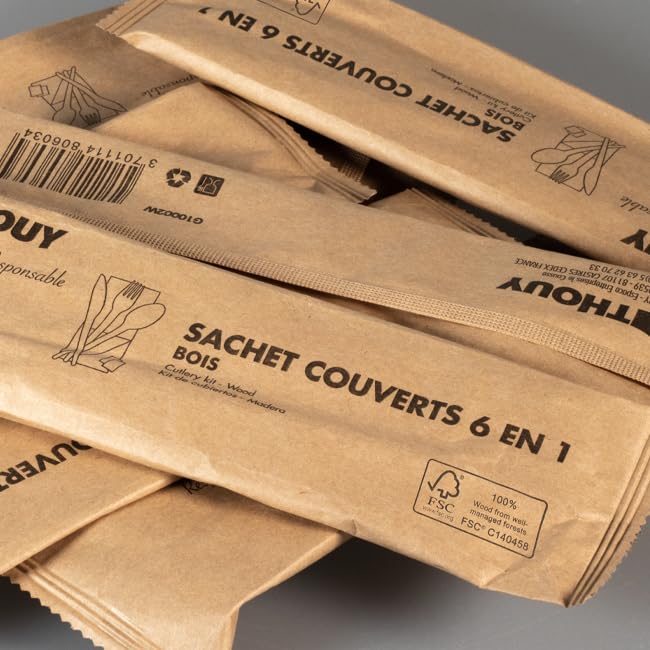Sachets couverts 6 en 1 en bois par 250