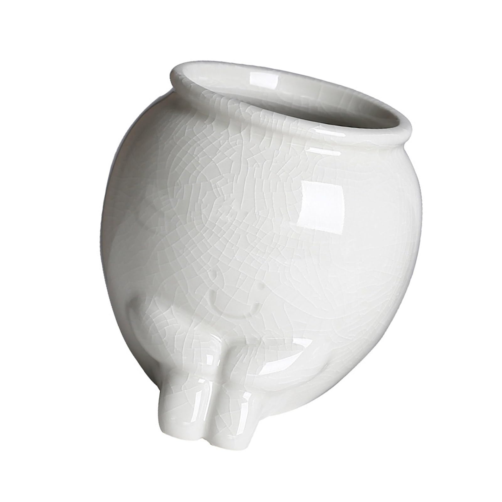 HDOYTXXM Cracked Glazes Smiling Face Planter Ceramic Pots with Drainage Hole for Succulents Indoor Garden Decoration Unique Indoor Outdoor Plant Pots