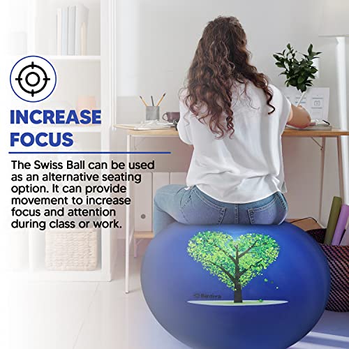 Bintiva Exercise Ball With Sand Inside - No Roll Yoga Fitness Balance Ball - Weighted Swiss Ball #TOP2