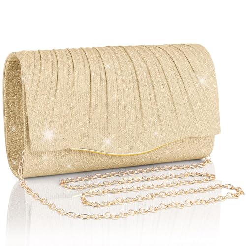 Adiwo Sac de Soirée Femme, Sac de Soirée Pochette avec Chaîne, Pochett et Clutch Femmes, Pochette à Main de Soirée Etincelant, Clutch de Soirée en Paillettes pour...