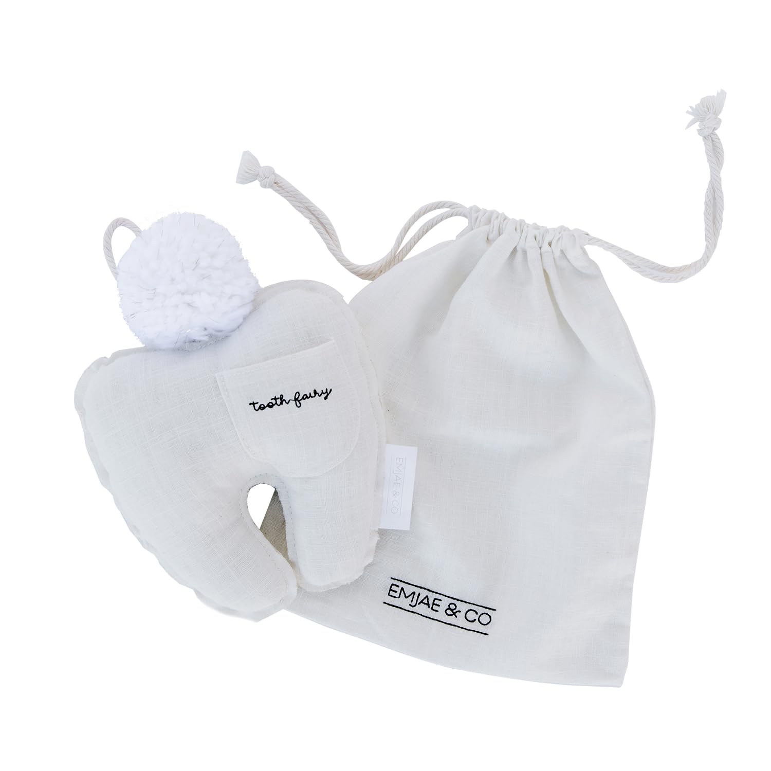 Tooth Fairy Pillow - Linen Tooth Fairy Door Hanger w/ Removal Pom Pom - Handmade Tooth Fairy Kit w/ Download Tooth Fairy Tooth Holder Receipts - Gender Neutral Tooth Fairy Gifts for Girls & Boys