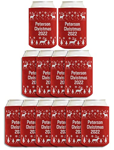 Reindeer Christmas Decoration Custom Ugly Sweater 12-Pack Personalized Can Coolie Drink Coolers Coolies Red #TOP1