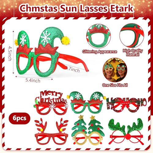 Image of fiintrwa Christmas Headband Beads Necklace Hair Hoop Eyewear Eyeglass Santa Hat Photo Props for Xmas Party Decoration Supplie
