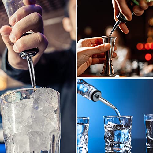 Zulay 4 Pack Stainless Steel Liquor Pourers With Rubber Dust Caps - Tapered Spout Liquor Bottle Pourers For Alcohol - Pour Spout For Liquor Bottles, Olive Oil Dispensers, Syrup, Vinegar, Juice #TOP6