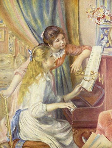 Lámina mate de Playing Piano por Pierre Auguste Renoir en tamaño mediano