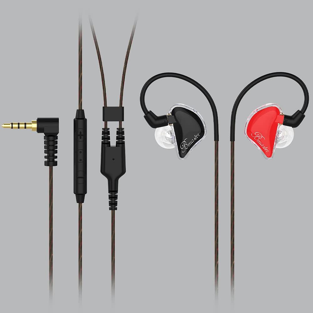 BASN Bmaster In-Ear-Monitore, dreifacher Treiber, HiFi-Stereo, geräuschisolierend mit verbessertem Bass, für Musiker, Bühnen-/Audioaufnahmen (Pro Rot/Schwarz)