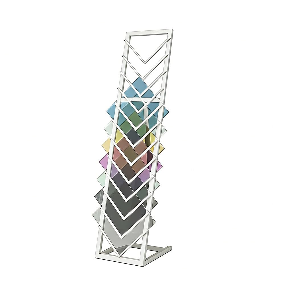 YNBSHGAA Heavy Duty Metal Ceramic Tile Display Rack, Floor-Standing Large Wooden Floor Sample Holder, Building Material Display Stand for Exhibition Halls Vendor Booth Retail Stor,White-40x50x150cm