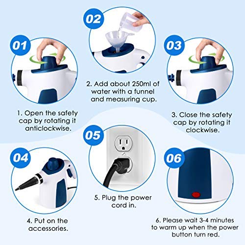 FFDDY Steam Cleaner, Portable Car Carpet Upholstery Cleaner Machine High Pressure Steamer with 9 Piece Accessories for Cleaning, Couch/Floor/Bathroom/Auto/Grout Cleaner for Home Use, Handheld Steamer