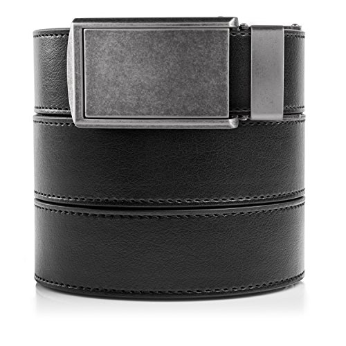 SlideBelts Men's Classic Belt - Custom Fit (Black Leather with Graphite Buckle (Vegan), One Size)