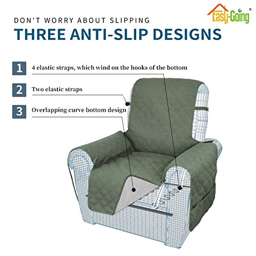 Image of Easy-Going Sofa Slipcover Waterproof Oversized Recliner Chair Cover Non-Slip Fabric Couch Cover for Living Room Washable Furniture Protector for Pets Kids Dog (Oversized Recliner, Greyish Green), 28 inch