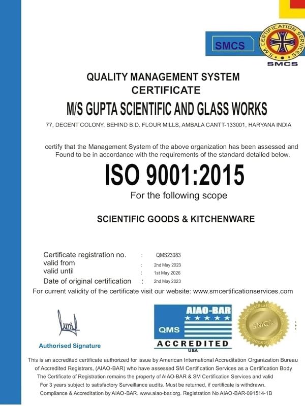 ISKO® Borosilicate Glass | Volumetric Flask with Stopper | 1000ml | Amber Glass | 2 Pcs