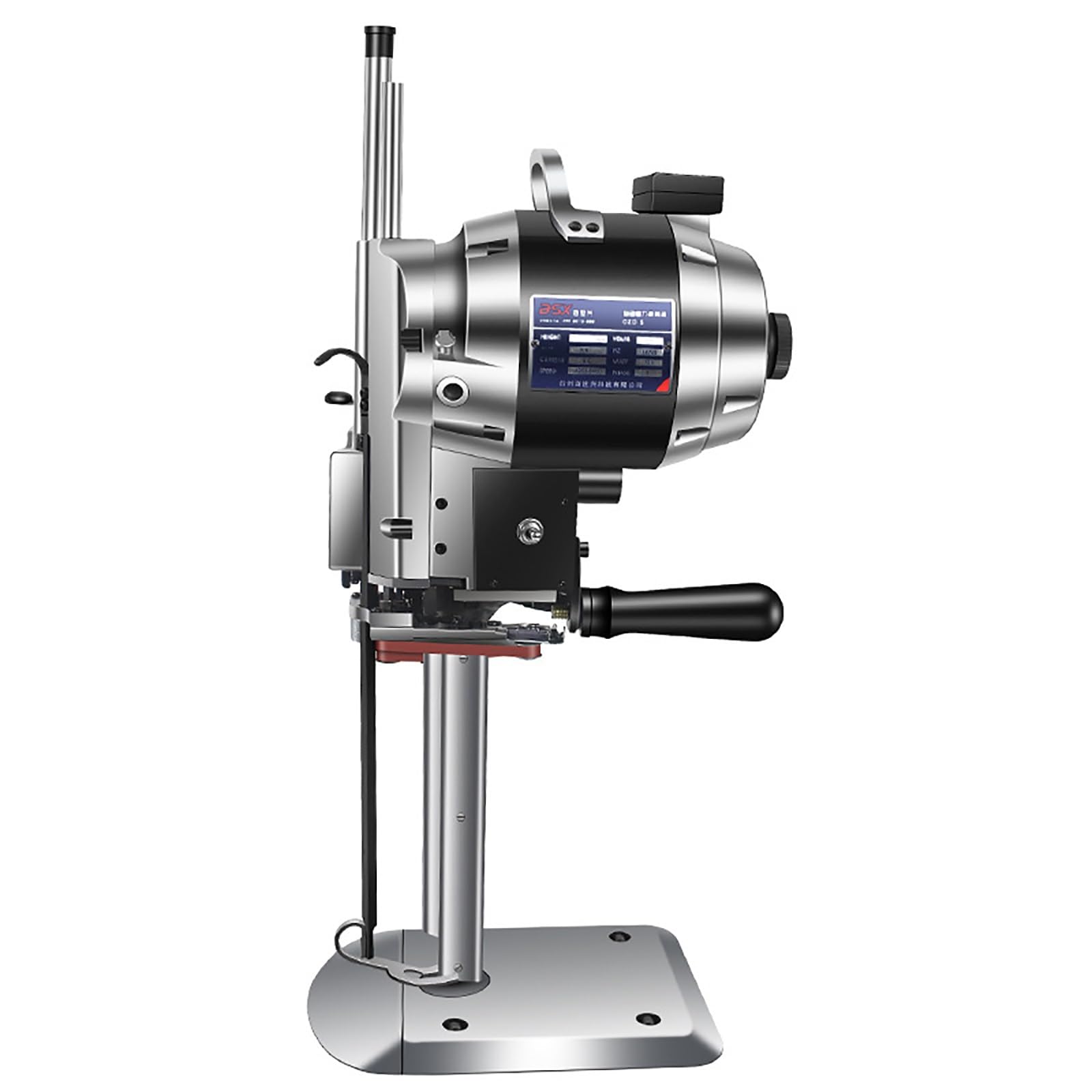Cortadora de tela de alta velocidad de con cuchilla recta, hoja de acero aleado, máquina industrial con afilado automático, para telas y cuero multicapa.
