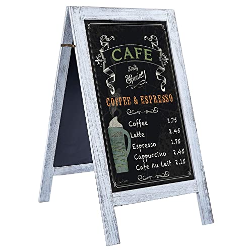 Rhf Extra Large 40"X22" Chalkboard Sign, Handcrated A Framed Chalk Board Sign,Sandwich Black Board,Rustic Wedding Signs,Chalkboard Easel,Sidewalk Sign,Double Sided Message Board,Free Standing,White #TOP5