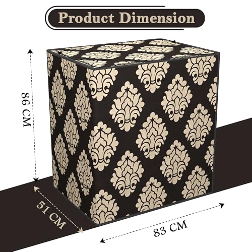 Image of Kuber Industries Cotton Washing Machine Cover Semi Automatic | Washing Machine Cover Top Load - Suitable for 6 Kg, 6.5 Kg, 7 Kg | Kniting Square Design - Brown
