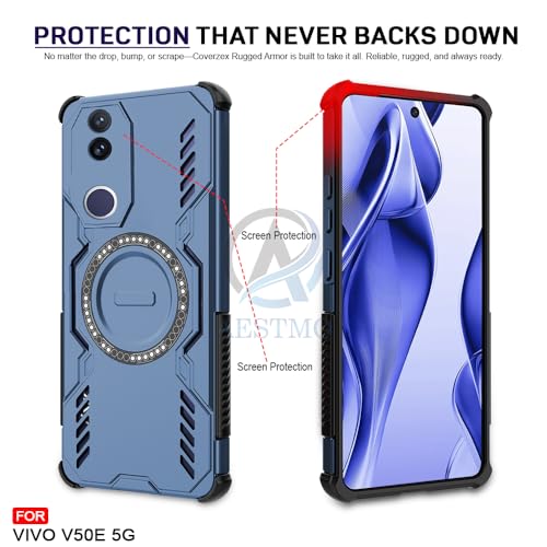 Image of AESTMO Back Case Cover for Vivo V50 / V50E / T4R / iQOO Z10R 5G | Magnetic Case with Built-in Metal Ring | Compatible with MagSafe Accessories | Shockproof Hybrid (PC + TPU) (Blue)