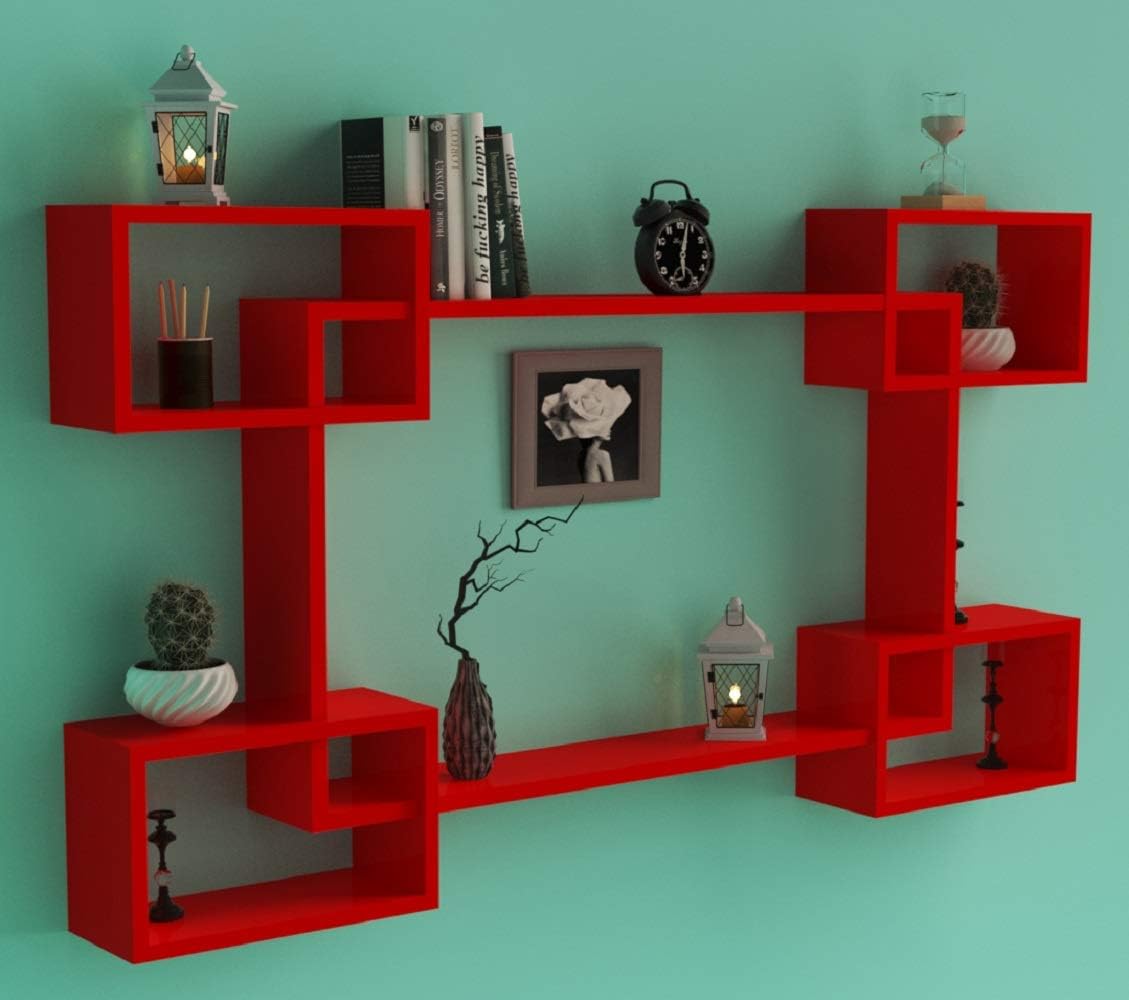 FABULO Wooden Intersecting Wall Shelves for Living Room