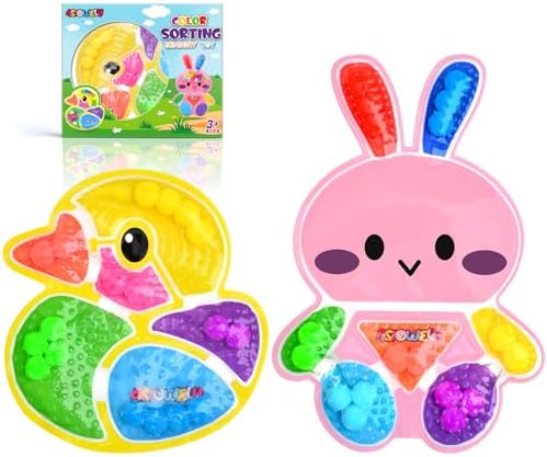 2Pcs Color Sorting Sensory Toys for Kids with Autism Toddler Toys for Airplane Travel Road Trip Preschool Montessori Toys Fine Motor Skills Christmas Stocking Stuffer Gift for Boys Girls C