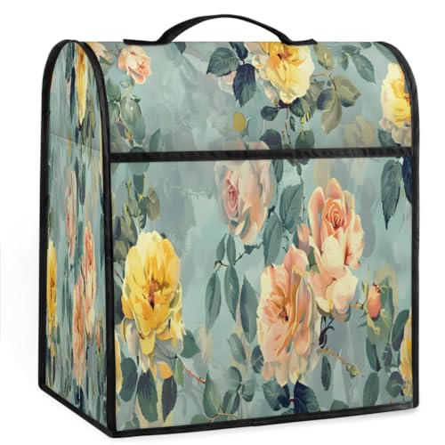 Coffee Maker Cover Watercolor Rose Flower Kitchen Appliance Covers Small Appliance Covers Blender Cover Juicer Cover Dust Covers for Kitchen Appliances with Top Handle and Pockets,Washable,B739