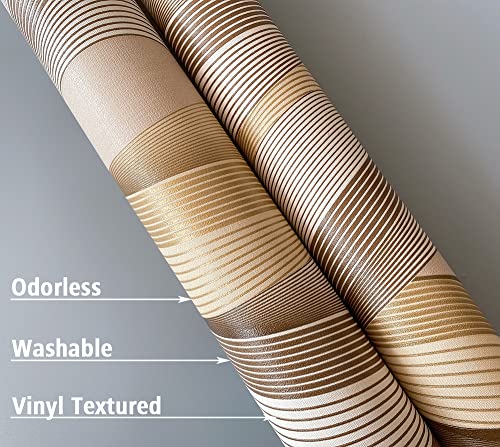 Papier peint rouleau 3D relief ondulé paillettes marron beige - 6