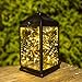 Solar Lantern Lights Metal Sunwind with 30 Warm White LEDs Fairy String Lights Outdoor Decorative Table Lamp (Black-11.4