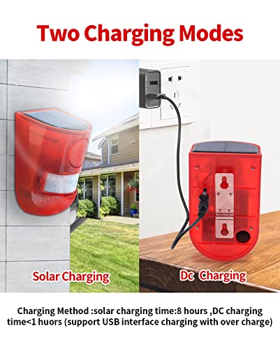 Chunhee Solar Strobe Light With Motion Sensor Security Alarm Flashing 6Led Light 129Db Sound Security Siren Ip65 Waterproof For Home Villa Farm Hacienda Apartment Outdoor Yard Garden #TOP3