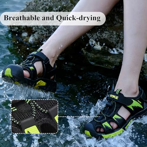 Image of JMFCHI Boys Girls Kids Closed Toe Sports Sandals Summer Water Shoes | Little /Big Kid,Comfortable lightweight,Non-slip soft sole,Hook-and-loop closure,Easy wear,Anti-collision toe,Daily casual