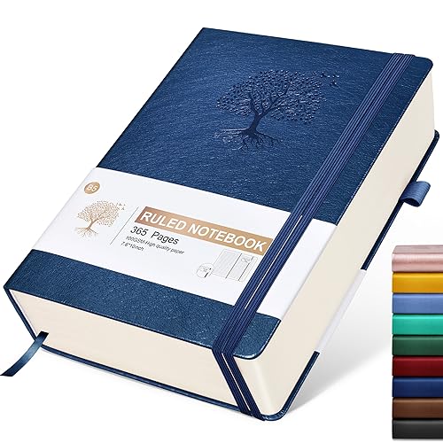 Image of Lined Journal Notebook, 365 Pages B5 Large Journals for Writing Ruled Notebook, Hardcover Leather Journal for Women Men, Daily Notebook for Work, Note Taking, 100Gsm Thick Paper (7.6'' X 10''Darkblue)