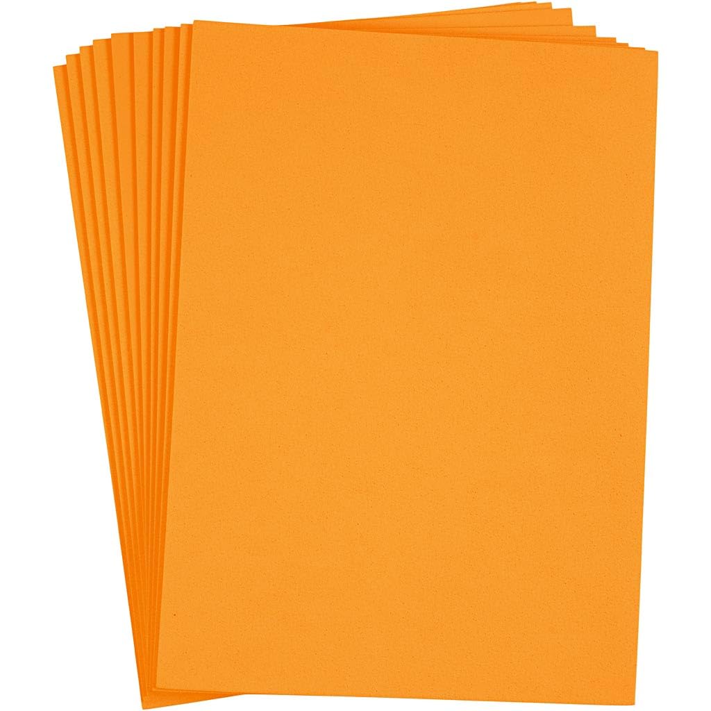 EVA Foam Sheets, A4 21x30 cm, thickness 2 mm, orange, 10sheets