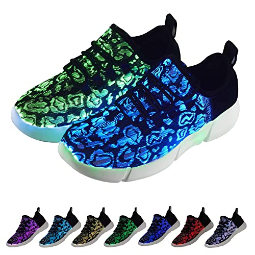 rosyclo Light Up Shoes Fiber Optic LED Luminous Trainers for Men Women USB Charging Breathable Flashing Trainers for Festivals Party Luminous Shoes