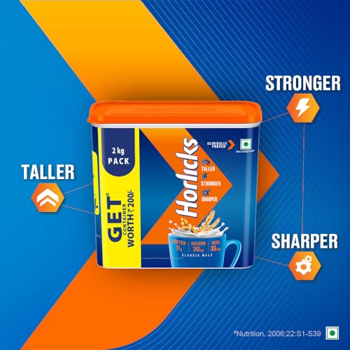 Image of Horlicks Health & Nutrition Drink 2 kg Refill Pack, For immunity and 5 signs of growth (Classic Malt) & Health & Nutrition Drink 1 kg Refill Pack, For immunity and 5 signs of growth (Classic Malt)