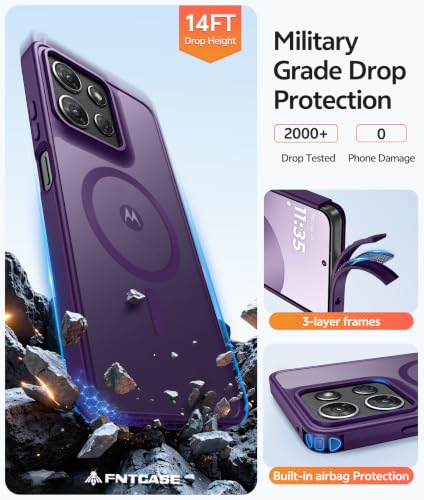 Image of FNTCASE for Moto G 2026 /2025 Case: Motorola Moto G Play 5G 2026 Case [Compatible with Magsafe] Translucent Matte Cases with [Screen Protector] Military Grade Shockproof Protective Phone Cover -Purple