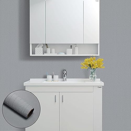 Image of ELTON Textured Solid Color Plain Wallpaper Self Adhesive Waterproof Embossed Wallpaper for Wall Livingroom Bedroom Furniture Table top, Kitcken Almirah & Doors (Light Grey, 50 Sq Feet)