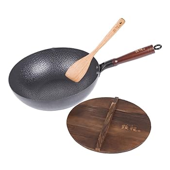 Amazon｜鉄技 鉄鍋 本格中華 IH＆ガス対応 木製蓋付き 高純度鉄