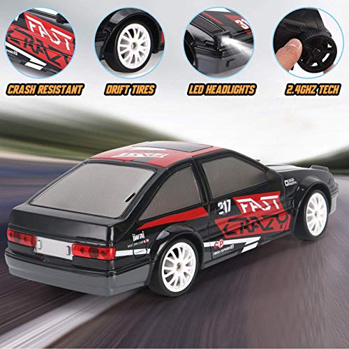 Liberty Imports Rc Drift Car 1/24 2.4Ghz 4Wd Remote Control Sport Racing On-Road Vehicle With Led Light, Batteries And Drift Tires (Black) #TOP1