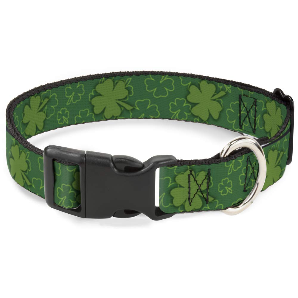 Collier Buckle Down à trèfles verts avec fermeture pince plastique réglable 8-30,5 cm