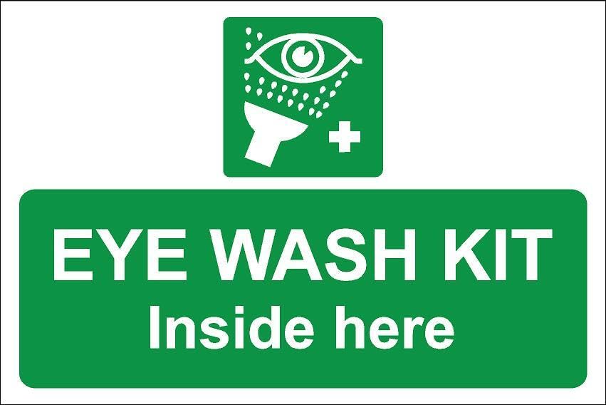 Eye wash kit inside here - Self adhesive sticker (200mm x 150mm)