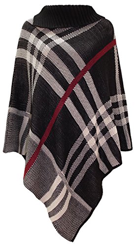 Women's Checked Knitted Winter Tartan Cape Stylished Ladies Poncho