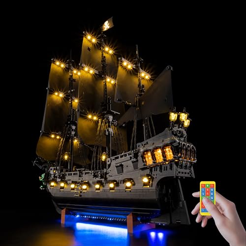 BrickSoul RC Light Kit for Lego Captain Jack Sparrow’s Pirate Ship 10365 Building Set | Upgraded Wireless ON/Off & Dimming & Zonal Lighting with Hidden Cable Tech (10365 Set NOT Included)
